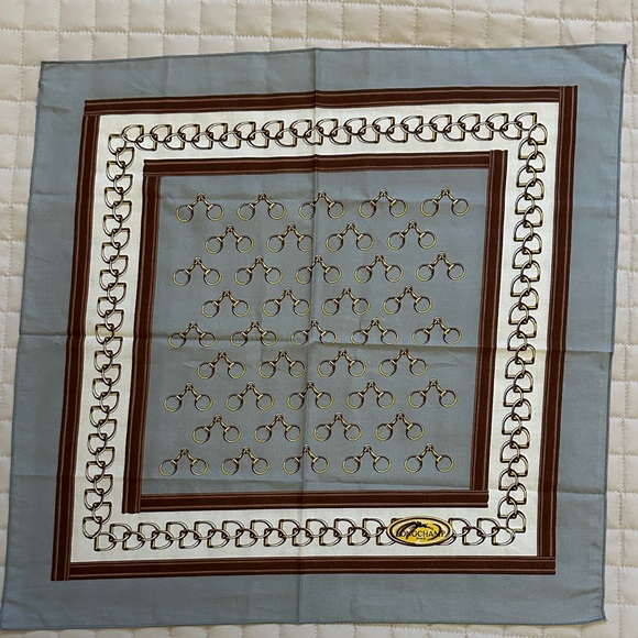 Longchamp Accessories - Vintage Longchamp handkerchief featuring a gold chain print.